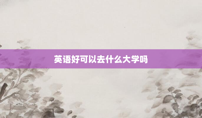 英语好可以去什么大学吗